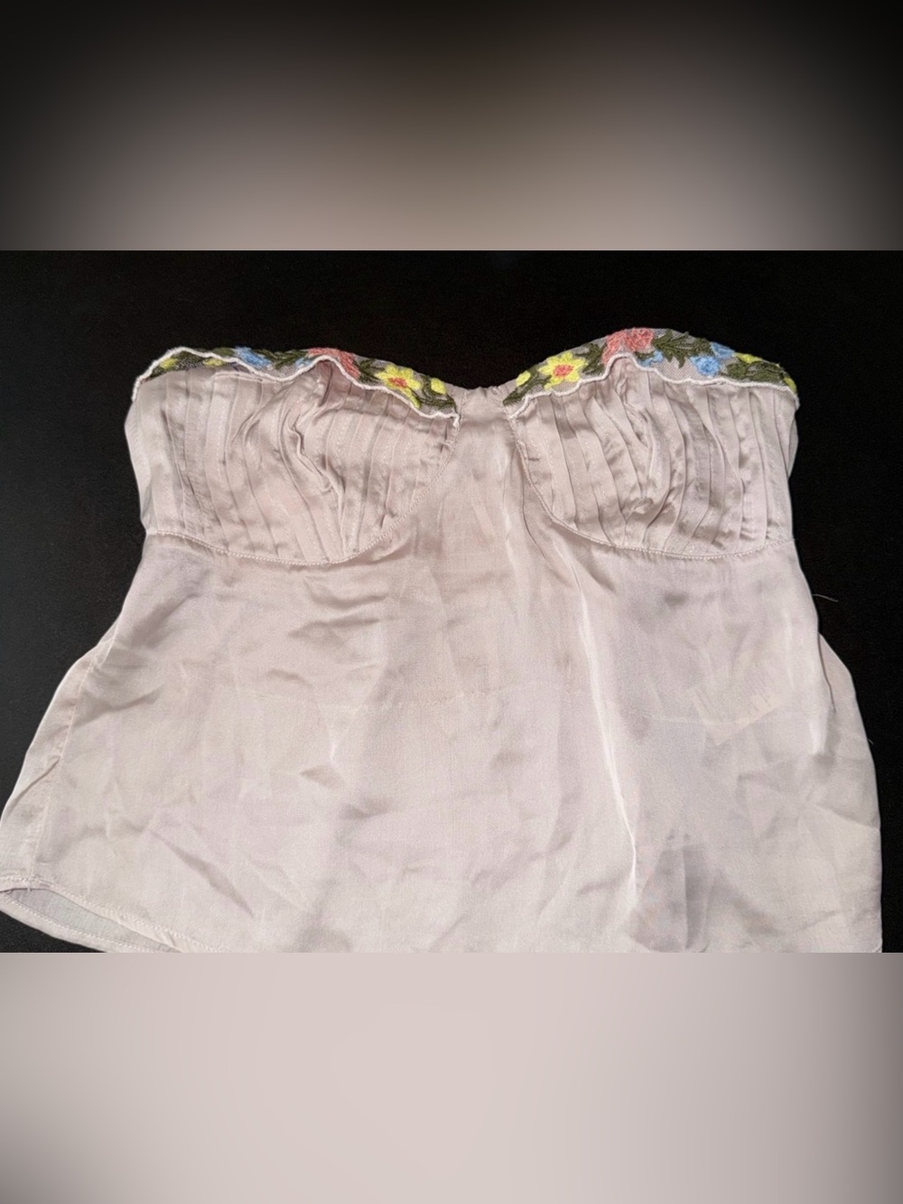 Free People Women’s Light Pink Embroidered Strapless Top. SP